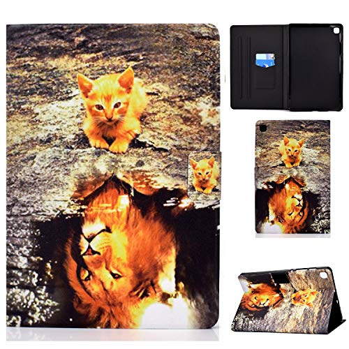 Qiaogle Tablet Hülle für Amazon Fire HD 10 10.1" 2015/2017/2019 - [DG02] Cat vsTiger Muster Lederhülle Magnetisches Design Schutzhülle Klapphülle mit Ständer von Qiaogle