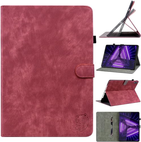 Qiaogle Tablet Hülle für Huawei Matepad T10 / T10S 10.1" 2020 - [TXA04] Rote Muster Lederhülle Magnetisches Design Schutzhülle Klapphülle mit Ständer von Qiaogle