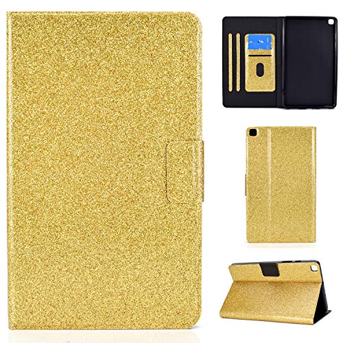 Qiaogle Tablet Hülle für Lenovo M10 HD (2rd Gen) TB-X306F/X306X - [XXD05] Gold Glitter Muster Lederhülle Magnetisches Design Schutzhülle Klapphülle mit Ständer von Qiaogle