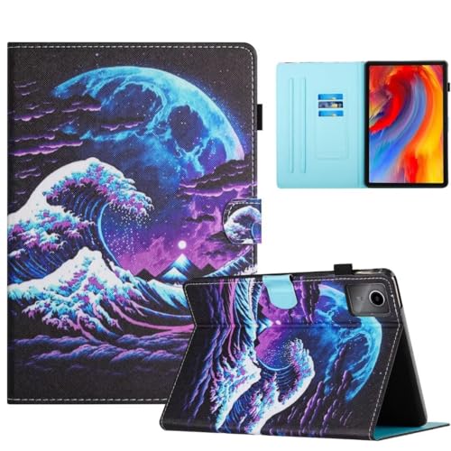 Qiaogle Tablet Hülle für Samsung Galaxy Tab A 10.5 T590/T595 - [DA05] Ocean Wave Muster Lederhülle Magnetisches Design Schutzhülle Klapphülle mit Ständer von Qiaogle