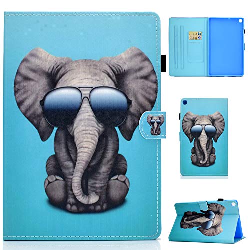 Qiaogle Tablet Hülle für Samsung Galaxy Tab A7 2020 T500/T505 - [DH01] Elephant Muster Lederhülle Magnetisches Design Schutzhülle Klapphülle mit Ständer von Qiaogle