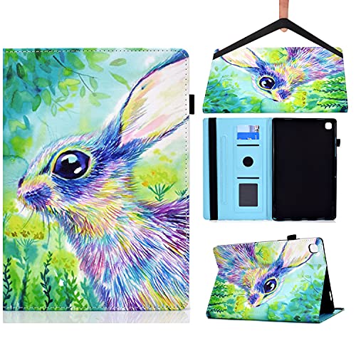 Qiaogle Tablet Hülle für Samsung Galaxy Tab A7 Lite T220/T225 - [DE01] Rabbit Muster Lederhülle Magnetisches Design Schutzhülle Klapphülle mit Ständer von Qiaogle