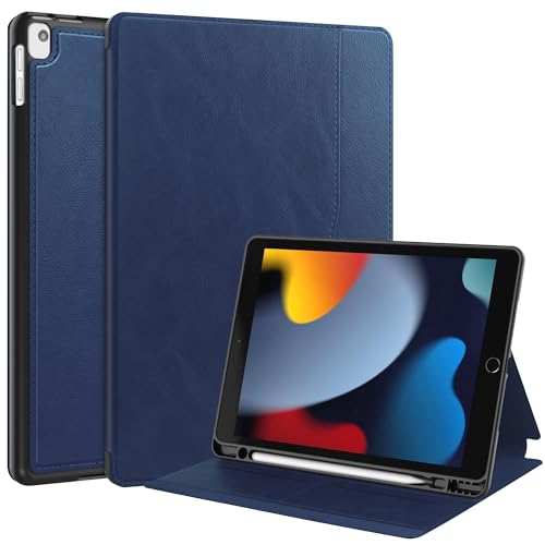 Qiaogle Tablet Hülle für iPad Air 6th 10.9 inch 2024 - [PKA02] Blau Lederhülle Magnetisches Design Schutzhülle Klapphülle mit Ständer von Qiaogle