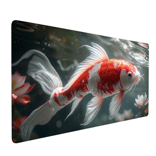 Gaming Mauspad Grün, XXL Mousepad 800 x 400 x 3 mm, Schreibtischunterlage Groß Fisch, Gaming-Mauspads für PC, Wasserdicht Mousepad, rutschfeste Gummibasis, Mauspad mit Genähten Kanten, Men Gifts Y-95 Gaming Mauspad Grün, XXL Mousepad 800 x 400 x 3 mm, Schreibtischunterlage Groß Fisch, Gaming-Mauspads für PC, Wasserdicht Mousepad, rutschfeste Gummibasis, Mauspad mit Genähten Kanten, Men Gifts Y-95 von Qiaoqoo