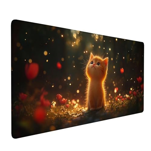 Gaming Mauspad Schwarz, XXL Mousepad 1200 x 600 x 3 mm, Schreibtischunterlage Groß Katze, Gaming-Mauspads für PC, Wasserdicht Mousepad, Rutschfeste Gummibasis, Mauspad mit Genähten Kanten, Gifts Y-362 Gaming Mauspad Schwarz, XXL Mousepad 1200 x 600 x 3 mm, Schreibtischunterlage Groß Katze, Gaming-Mauspads für PC, Wasserdicht Mousepad, Rutschfeste Gummibasis, Mauspad mit Genähten Kanten, Gifts Y-362 von Qiaoqoo