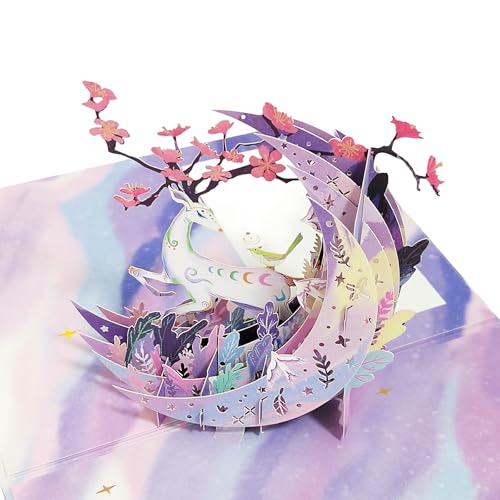 Dreidimensionale Grußkarte 3D Pop-Up Karte Mond Hirsch Kaninchen Ästhetik Geburtstag Segen Erntedankkarte Dreidimensionale Grußkarte 3D Pop-Up Karte Mond Hirsch Kaninchen Ästhetik Geburtstag Segen Erntedankkarte von Qiaoyeen