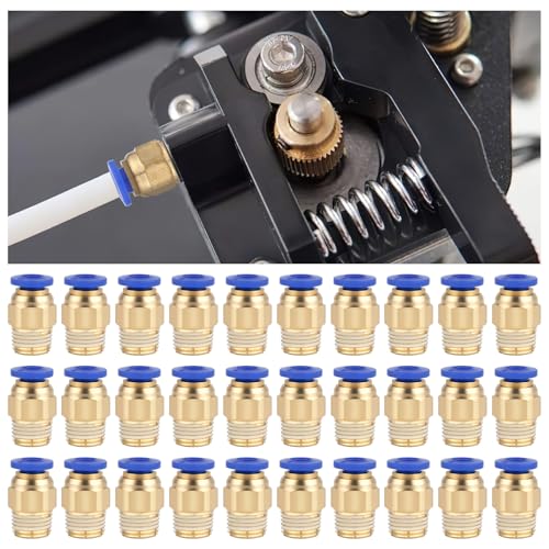30 Stück PC4-M10 Stecker, PC4-M10 Connector, Gerader PC4-M10 Pneumatischer Anschluss, PC4-M10 Pneumatik Verbinder für 3D-Drucker von Qichan