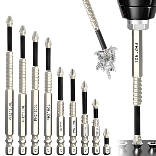 9 Stück Hochmagnetischer Schraubendreher-Bohrer-Bit-Satz, Magnetische Bits für Akkuschrauber mit Arbeitshandschuhe, Bitsatz Magnetisch Rutschfester für Elektrobohrer 9 Stück Hochmagnetischer Schraubendreher-Bohrer-Bit-Satz, Magnetische Bits für Akkuschrauber mit Arbeitshandschuhe, Bitsatz Magnetisch Rutschfester für Elektrobohrer von Qichan
