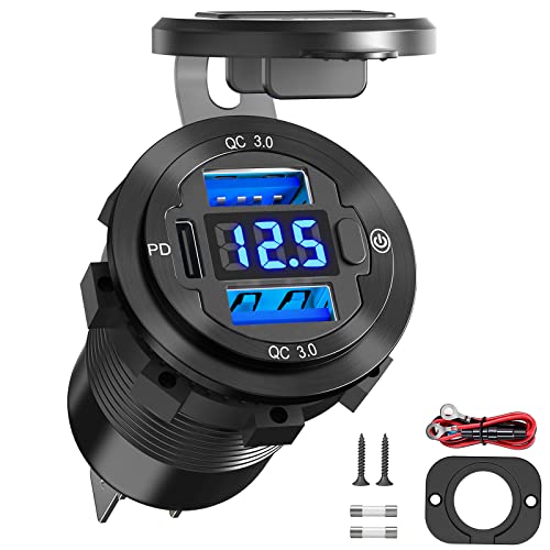 Qidoe 12V USB Steckdose 66W USB Steckdose 12V PD 3.0 USB C Motorrad Steckdose Wasserdicht Dose QC 3.0 KFZ USB Einbaubuchse mit Schalter Voltmeter 24V Spannungsanzeige für Boot LKW Wohnwagen Caravan Qidoe 12V USB Steckdose 66W USB Steckdose 12V PD 3.0 USB C Motorrad Steckdose Wasserdicht Dose QC 3.0 KFZ USB Einbaubuchse mit Schalter Voltmeter 24V Spannungsanzeige für Boot LKW Wohnwagen Caravan von Qidoe