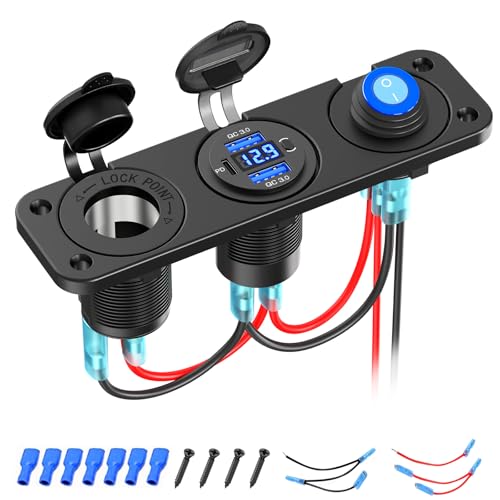 3-USB Steckdose Schalter Panel 12V: USB C PD Auto Einbau Buchse Dose DC 12 Volt Wasserdicht Stecker Adapter KFZ Zigarettenanzünder Ladegerät mit LED Voltmeter für iPhone Wohnmobil Boot Wohnwagen LKW 3-USB Steckdose Schalter Panel 12V: USB C PD Auto Einbau Buchse Dose DC 12 Volt Wasserdicht Stecker Adapter KFZ Zigarettenanzünder Ladegerät mit LED Voltmeter für iPhone Wohnmobil Boot Wohnwagen LKW von Qidoe