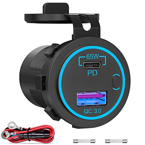65W PD USB C 12V Steckdose: Typ C Auto USB Dose Buchse Einbau Wasserdicht 12 Volt DC Adapter Stecker mit Schalter LED USB Anschluss für MacBook Samsung iPhone KFZ Wohnmobil Motorrad Boot LKW Wohnwagen 65W PD USB C 12V Steckdose: Typ C Auto USB Dose Buchse Einbau Wasserdicht 12 Volt DC Adapter Stecker mit Schalter LED USB Anschluss für MacBook Samsung iPhone KFZ Wohnmobil Motorrad Boot LKW Wohnwagen von Qidoe