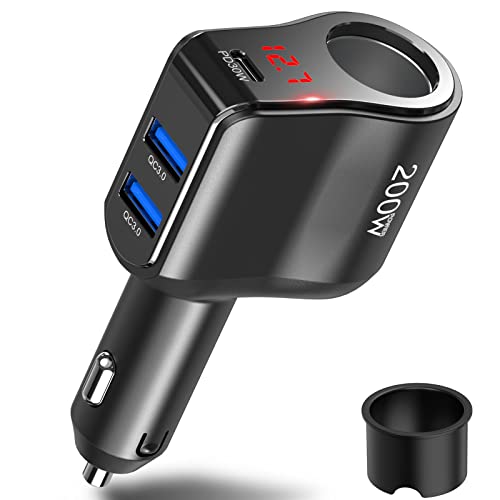 PD 30W kfz Ladegerät Verteiler: 200W 12V USB C Zigarettenanzünder Adapter Splitter 12 Volt DC Stecker Mehrfach Auto Steckdose mit Voltmeter Dual Typ C Anschluss für lPhone Samsung Handy GPS Dashcam PD 30W kfz Ladegerät Verteiler: 200W 12V USB C Zigarettenanzünder Adapter Splitter 12 Volt DC Stecker Mehrfach Auto Steckdose mit Voltmeter Dual Typ C Anschluss für lPhone Samsung Handy GPS Dashcam von Qidoe