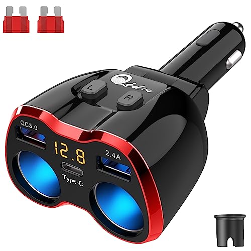 PD3.0 Zigarettenanzünder Verteiler 150W: 12V Kfz Adapter USB C Auto Ladegerät 2 Mehrfach Steckdose Netzteil DC 24V Stecker Splitter mit Schalter 3 USB Anschlüsse für Handy GPS Sitzheizung DashCam Navi von Qidoe