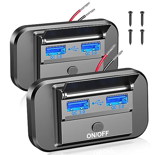 Qidoe USB-Ladebuchse 12 V/24 V für Auto – Dual QC3.0 Port mit Schalter wasserdicht – 36 W für Camping Car, Bus, LKW, Boot, Golf Cart Qidoe USB-Ladebuchse 12 V/24 V für Auto – Dual QC3.0 Port mit Schalter wasserdicht – 36 W für Camping Car, Bus, LKW, Boot, Golf Cart von Qidoe