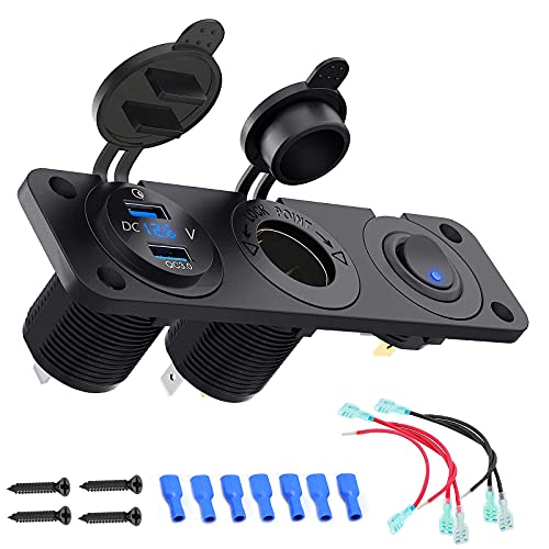 Quick Charge 3.0 USB Steckdose Auto 12V KFZ Ladegerät Einbau Buchse Wasserdicht Zigarettenanzünder Adapter USB Dose mit LED Voltmeter Spannungsanzeige 36W QC 3.0 für Wippschalter Panel auf LKW ATV RV Quick Charge 3.0 USB Steckdose Auto 12V KFZ Ladegerät Einbau Buchse Wasserdicht Zigarettenanzünder Adapter USB Dose mit LED Voltmeter Spannungsanzeige 36W QC 3.0 für Wippschalter Panel auf LKW ATV RV von Qidoe
