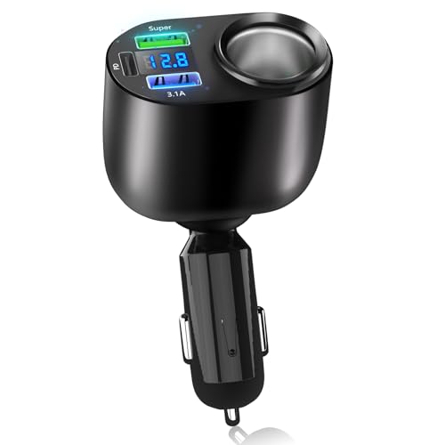 Zigarettenanzünder Verteiler: 90W kfz Ladegerät 12 Volt DC Stecker mit PD3.0 and Super 3.1A Mehrfach Port, 12V USB Steckdose USB C Ladegerät Auto Adapter mit LED Voltmeter für lPhone Handy GPS Dashcam Zigarettenanzünder Verteiler: 90W kfz Ladegerät 12 Volt DC Stecker mit PD3.0 and Super 3.1A Mehrfach Port, 12V USB Steckdose USB C Ladegerät Auto Adapter mit LED Voltmeter für lPhone Handy GPS Dashcam von Qidoe