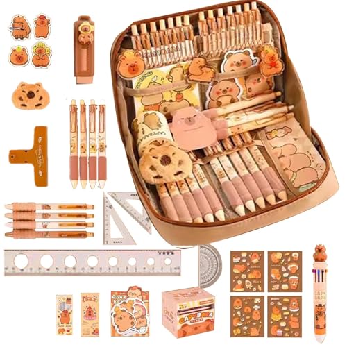 Qidures Capybara Schreibwaren Set, Capybara Mäppchen, Capybara Briefpapier Set, Federmäppchen Capybara Set, Capybara Themen Schreibwaren Mit capybara stifte, Clips, Linealen Qidures Capybara Schreibwaren Set, Capybara Mäppchen, Capybara Briefpapier Set, Federmäppchen Capybara Set, Capybara Themen Schreibwaren Mit capybara stifte, Clips, Linealen von Qidures
