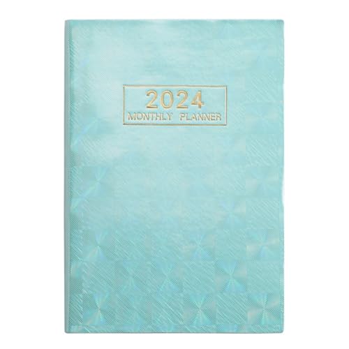 Qiebenav A5 Größe Monatsplaner Tagesindex 2024 Englisch Agenda Notizbuch Dazzling Starlight für effizientes Zeitmanagement, Ziel, Grün, A5 von Qiebenav
