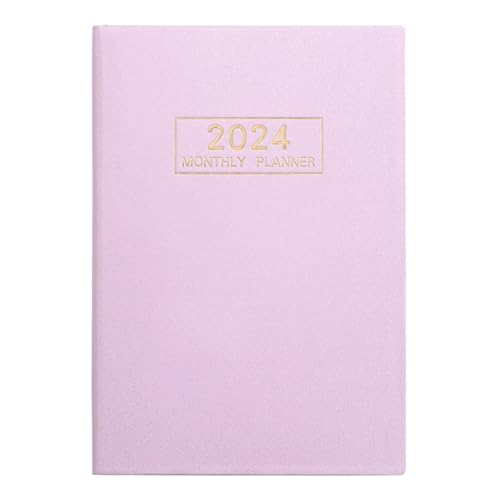 Qiebenav A5 Größe Monatsplaner Tagesindex 2024 Englisch Agenda Notizbuch Schillerndes Sternenlicht für effizientes Zeitmanagement, Ziel, Rosa, A5 von Qiebenav