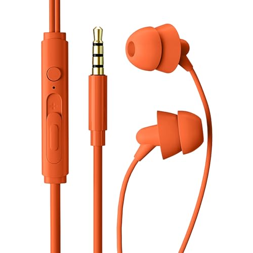 Qiebenav Kabelgebundene In-Ear-Ohrhörer für Kopfhörer, Kopfhörer mit Mikrofon, Stereo-Sound, tiefer Bass, verzerrungsfreie Line-Steuerung, Orange von Qiebenav