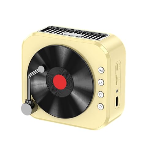 Qiebenav Kompakter kabelloser Lautsprecher für den Außenbereich, tragbarer Bluetooth-kompatibler Lautsprecher mit 360-Grad-Stereo-Sound, Musik-Player für Gelb von Qiebenav