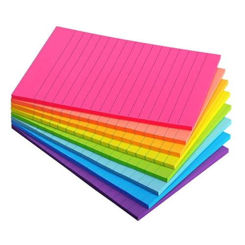 Qiebenav Notizblöcke in leuchtenden Farben, selbstklebend, 10 x 15 cm, liniert, 45 Blatt/Block, selbstklebend, super Haftkraft, Mini-Studenten, liniert, für Schule, mehrfarbig, 8 Stück Qiebenav Notizblöcke in leuchtenden Farben, selbstklebend, 10 x 15 cm, liniert, 45 Blatt/Block, selbstklebend, super Haftkraft, Mini-Studenten, liniert, für Schule, mehrfarbig, 8 Stück von Qiebenav