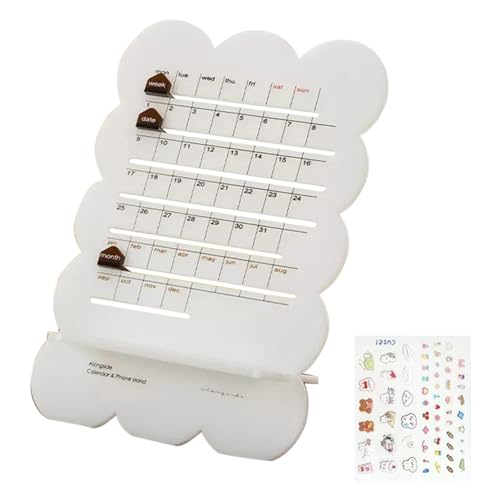 Qiebenav Transparenter Schreibtischkalender mit Handyhalter, Acryl, für den Schreibtisch, Kaninchenform, Mini-Büroplaner, mobil, Weiß A von Qiebenav
