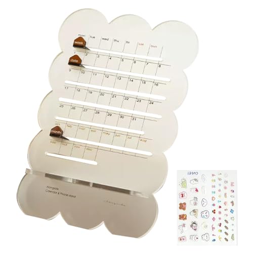 Qiebenav Transparenter Schreibtischkalender mit Handyhalter, Acryl, für den Schreibtisch, Kaninchenform, Mini-Büroplaner, mobil, transparent von Qiebenav