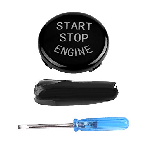 Start Stopp Knopf, Zündschlossabdeckung Auto Motor Ein Schlüssel Start Stopp Knopf Startknopf Zündschalter Schalter Abdeckung für E-Scheibe unten (Schwarz (E-Chassis)) von Qii lu