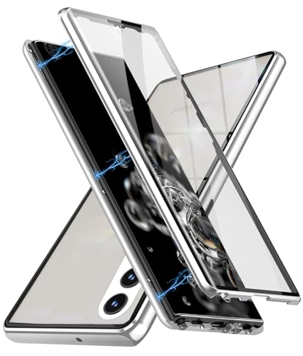QiiStar 360 Grad Hülle für Samsung Galaxy A55 5G,Handyhülle mit eingebautem Displayschutz Full Cover Case Starke Magnete Metallrahmen Transparent gehärtetes Glas Schutzhülle - Titan Silber QiiStar 360 Grad Hülle für Samsung Galaxy A55 5G,Handyhülle mit eingebautem Displayschutz Full Cover Case Starke Magnete Metallrahmen Transparent gehärtetes Glas Schutzhülle - Titan Silber von QiiStar