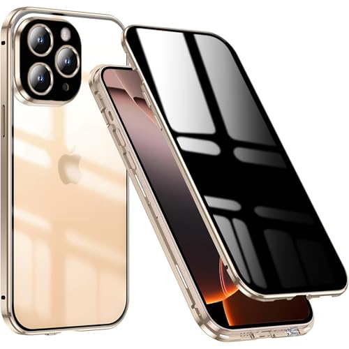 QiiStar Anti-Spy Hülle für iPhone 16 Pro Max,Anti-Spy Magnetisch Handyhülle Starke Magnete Metallrahmen Rückseite Transparent Hartglas 360 Grad Full Cover Privacy Case,Titan Gold QiiStar Anti-Spy Hülle für iPhone 16 Pro Max,Anti-Spy Magnetisch Handyhülle Starke Magnete Metallrahmen Rückseite Transparent Hartglas 360 Grad Full Cover Privacy Case,Titan Gold von QiiStar