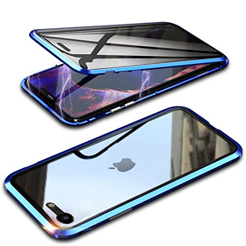QiiStar Anti Spy Hülle für iPhone SE 2022/2020 iPhone 7/8,Sichtschutz Privacy Case Metallrahmen Rückseite Hartglas 360 Grad Full Cover Clear Magnetisch Ganzkörper Handyhülle,Blau QiiStar Anti Spy Hülle für iPhone SE 2022/2020 iPhone 7/8,Sichtschutz Privacy Case Metallrahmen Rückseite Hartglas 360 Grad Full Cover Clear Magnetisch Ganzkörper Handyhülle,Blau von QiiStar