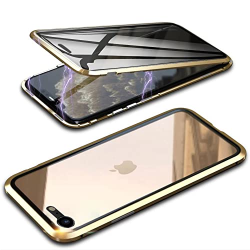 QiiStar Anti Spy Hülle für iPhone SE 2022/2020 iPhone 7/8,Sichtschutz Privacy Case Metallrahmen Rückseite Hartglas 360 Grad Full Cover Clear Magnetisch Ganzkörper Handyhülle,Gold QiiStar Anti Spy Hülle für iPhone SE 2022/2020 iPhone 7/8,Sichtschutz Privacy Case Metallrahmen Rückseite Hartglas 360 Grad Full Cover Clear Magnetisch Ganzkörper Handyhülle,Gold von QiiStar