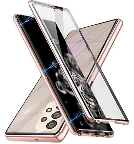QiiStar Hülle für Samsung Galaxy A53 5G, Hartglas Rück- und Vorderseite, 360 Grad Full Cover Ganzkörper Handyhülle,Magnetischer Metallrahmen Case Ultra Dünn Hülle für Samsung A53 5G,Peach QiiStar Hülle für Samsung Galaxy A53 5G, Hartglas Rück- und Vorderseite, 360 Grad Full Cover Ganzkörper Handyhülle,Magnetischer Metallrahmen Case Ultra Dünn Hülle für Samsung A53 5G,Peach von QiiStar