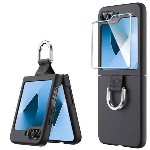 QiiStar Hülle für Samsung Galaxy Z Flip 6 Mit Ring, Galaxy Z Flip6 Handyhülle mit 1 Stück Gehärtete Glas Front Schutzfolie Hart PC Shell Schutzhülle für Samsung Flip 6 5G, Blue QiiStar Hülle für Samsung Galaxy Z Flip 6 Mit Ring, Galaxy Z Flip6 Handyhülle mit 1 Stück Gehärtete Glas Front Schutzfolie Hart PC Shell Schutzhülle für Samsung Flip 6 5G, Blue von QiiStar