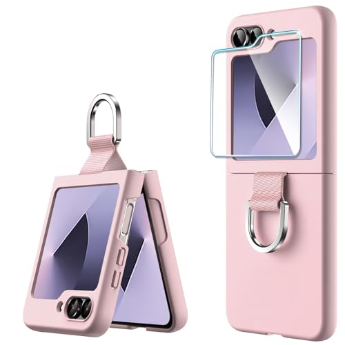 QiiStar Hülle für Samsung Galaxy Z Flip 6 Mit Ring, Galaxy Z Flip6 Handyhülle mit 1 Stück Gehärtete Glas Front Schutzfolie Hart PC Shell Schutzhülle für Samsung Flip 6 5G, Pink QiiStar Hülle für Samsung Galaxy Z Flip 6 Mit Ring, Galaxy Z Flip6 Handyhülle mit 1 Stück Gehärtete Glas Front Schutzfolie Hart PC Shell Schutzhülle für Samsung Flip 6 5G, Pink von QiiStar