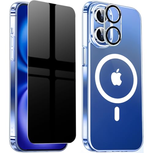 QiiStar für iPhone 16 Plus Handyhülle Sichtschutz mit Anti Spy Schutzfolie & Kameraschutz,Transparent Case Cover iPhone 16+ hülle für MagSafe Stoßfest Weiche TPU Silikon Schutzhülle,Durchsichtig QiiStar für iPhone 16 Plus Handyhülle Sichtschutz mit Anti Spy Schutzfolie & Kameraschutz,Transparent Case Cover iPhone 16+ hülle für MagSafe Stoßfest Weiche TPU Silikon Schutzhülle,Durchsichtig von QiiStar