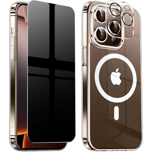 QiiStar für iPhone 16 Pro Max Handyhülle Sichtschutz mit Anti Spy Schutzfolie & Kameraschutz,Transparent Case Cover iPhone 16 ProMax hülle für MagSafe Stoßfest TPU Silikon Schutzhülle,Durchsichtig QiiStar für iPhone 16 Pro Max Handyhülle Sichtschutz mit Anti Spy Schutzfolie & Kameraschutz,Transparent Case Cover iPhone 16 ProMax hülle für MagSafe Stoßfest TPU Silikon Schutzhülle,Durchsichtig von QiiStar