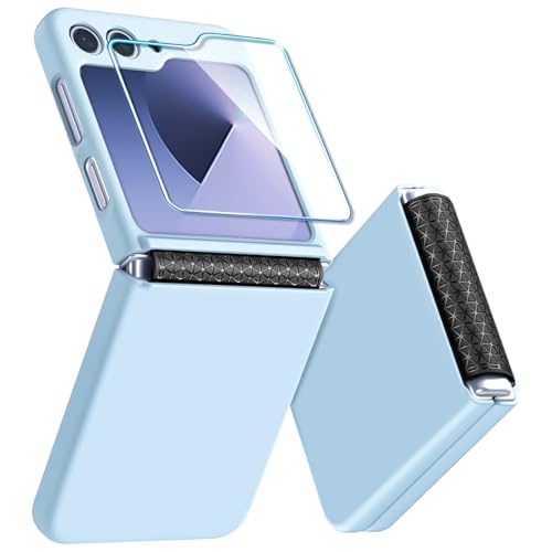QiiStar for Samsung Galaxy Z Flip 6 Hülle mit Scharnierschutz & Displayschutzfolie Samsung Flip z6 Hard PC Militär Stoßfest Schutzhülle Kratzfest Rugged Cover für Galaxy Z Flip6 5G,Blau von QiiStar