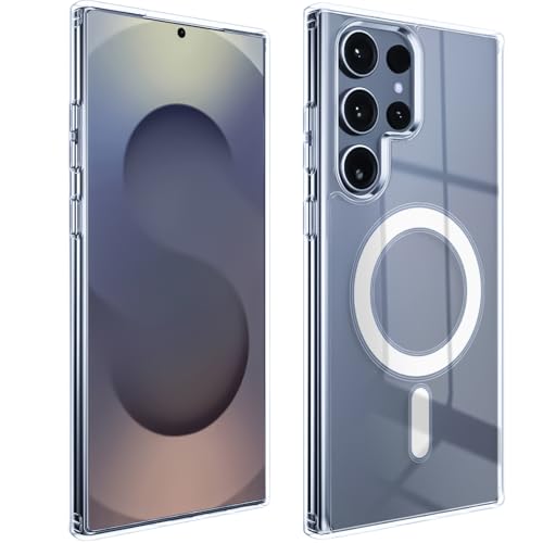QiiStar für Samsung Galaxy S25 Ultra Hülle,Clear Handyhülle TPU Weiche Silikon Schutzhülle für Samsung Galaxy S 25 Ultra 5G [N52 Starke Magnete] - Transparent von QiiStar