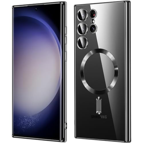 QiiStar für Samsung Galaxy S23 Ultra Hülle für MagSafe,Samsung S 23 Ultra 5G Handyhülle Mit Integrierter Kameraschutz TPU Weiche Silikon Schutzhülle [N52 Starke Magnete] - Titan Schwarz von QiiStar