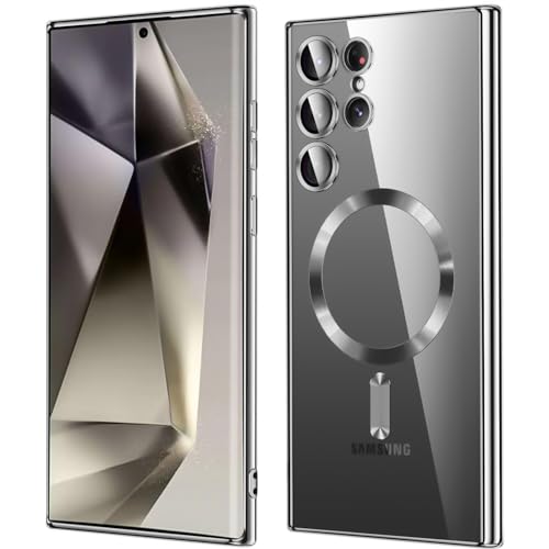 QiiStar für Samsung Galaxy S24 Ultra Hülle für MagSafe,Samsung S 24 Ultra 5G Handyhülle Mit Integrierter Kameraschutz TPU Weiche Silikon Schutzhülle [N52 Starke Magnete] - Titan Gray von QiiStar