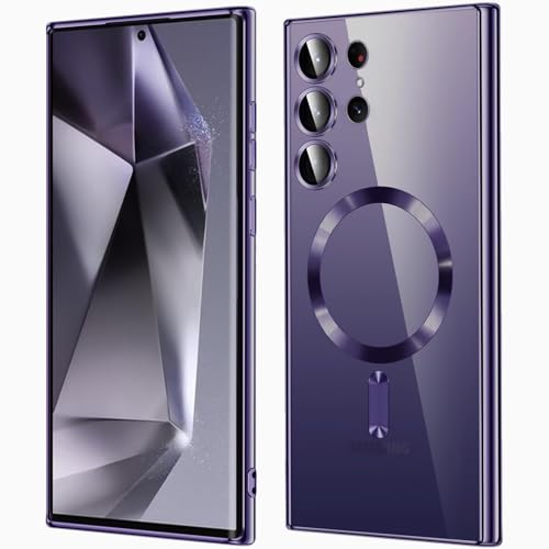 QiiStar für Samsung Galaxy S24 Ultra Hülle für MagSafe,Samsung S 24 Ultra 5G Handyhülle Mit Integrierter Kameraschutz TPU Weiche Silikon Schutzhülle [N52 Starke Magnete] - Titan Violett von QiiStar