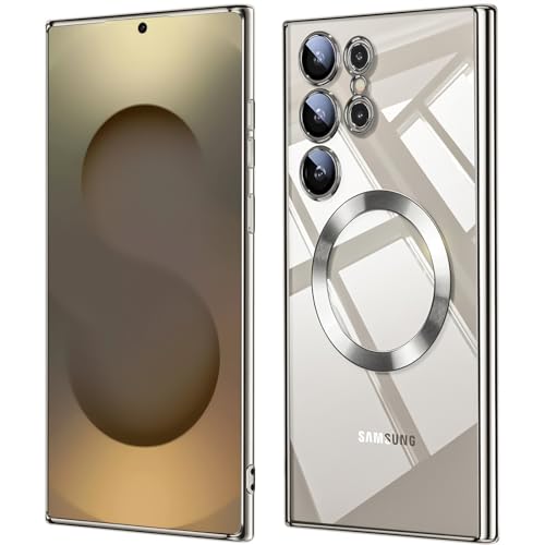 QiiStar für Samsung Galaxy S25 Ultra Hülle für MagSafe,Samsung S 25 Ultra 5G Handyhülle Mit Integrierter Kameraschutz TPU Weiche Silikon Schutzhülle [N52 Starke Magnete] - Titan Gray von QiiStar