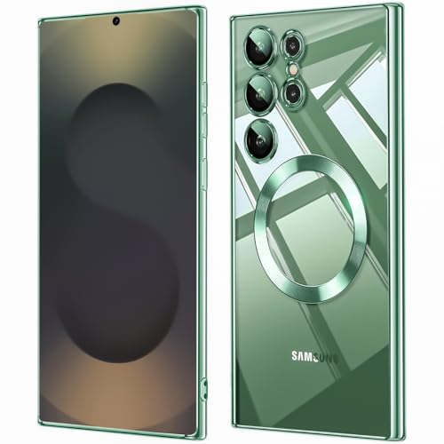 QiiStar für Samsung Galaxy S25 Ultra Hülle für MagSafe,Samsung S 25 Ultra 5G Handyhülle Mit Integrierter Kameraschutz TPU Weiche Silikon Schutzhülle [N52 Starke Magnete] - Titan Green von QiiStar