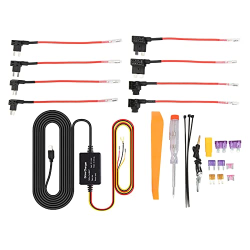 Dash Cam Hardwire Kit, Dashcam-Verkabelungsset 12 V–28 V auf 5 V USB-Adapter mit Überhitzungsschutz für Spiegelkamera, GPS-Navigationssystem, Radarwarner (MINI) von Qiilu