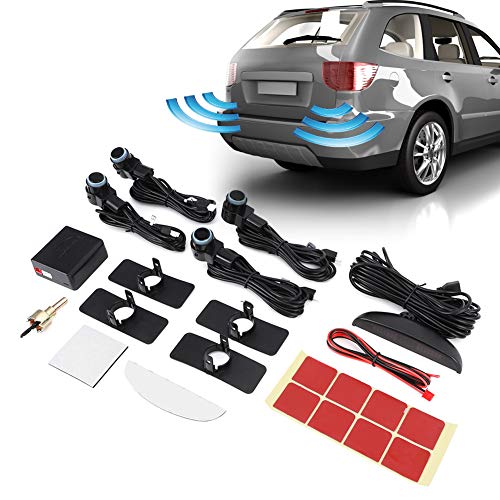 Einparkhilfe Set, Qiilu Parkassistent Auto, Intelligentes Parkradar Warnkit 4 Sensor Sonden LED Anzeige Rückfahrassistenzsystem für Kraftfahrzeuge von Qiilu