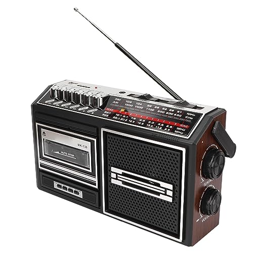 Kassettenspieler, Retro-Boombox, Kassettenspieler, AM/FM/SW1/SW2-Radio, Tragbare -Boombox, Unterstützt Speicherkarte, USB und Kassette mit Kopfhöreranschluss, Großer von Qiilu