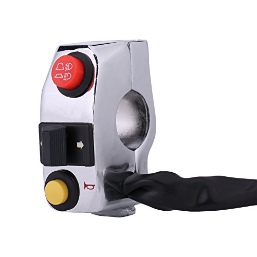 Motorrad Lenker Schalter Qiilu Lenkerschalter 3-Funktionen für Motorrad mit 7 / 8inch (22mm) Durchmesser Lenker Chrom von Qiilu