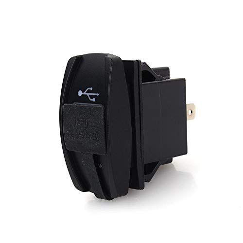 Motorrad USB Ladegeräte, Auto DC 12V-24V Blaue LED Dual USB Ladegerät Carling ARB Wippschalter 5V 3.1A KFZ Blau LED Schnell Stil Kfz Ladegeräte von Qiilu